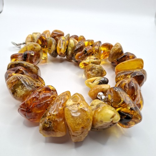 VINTAGE GENUINE BALTIC AMBER STONE POLISHED HUGE BEADS NECKLACE - Picture 6 of 11