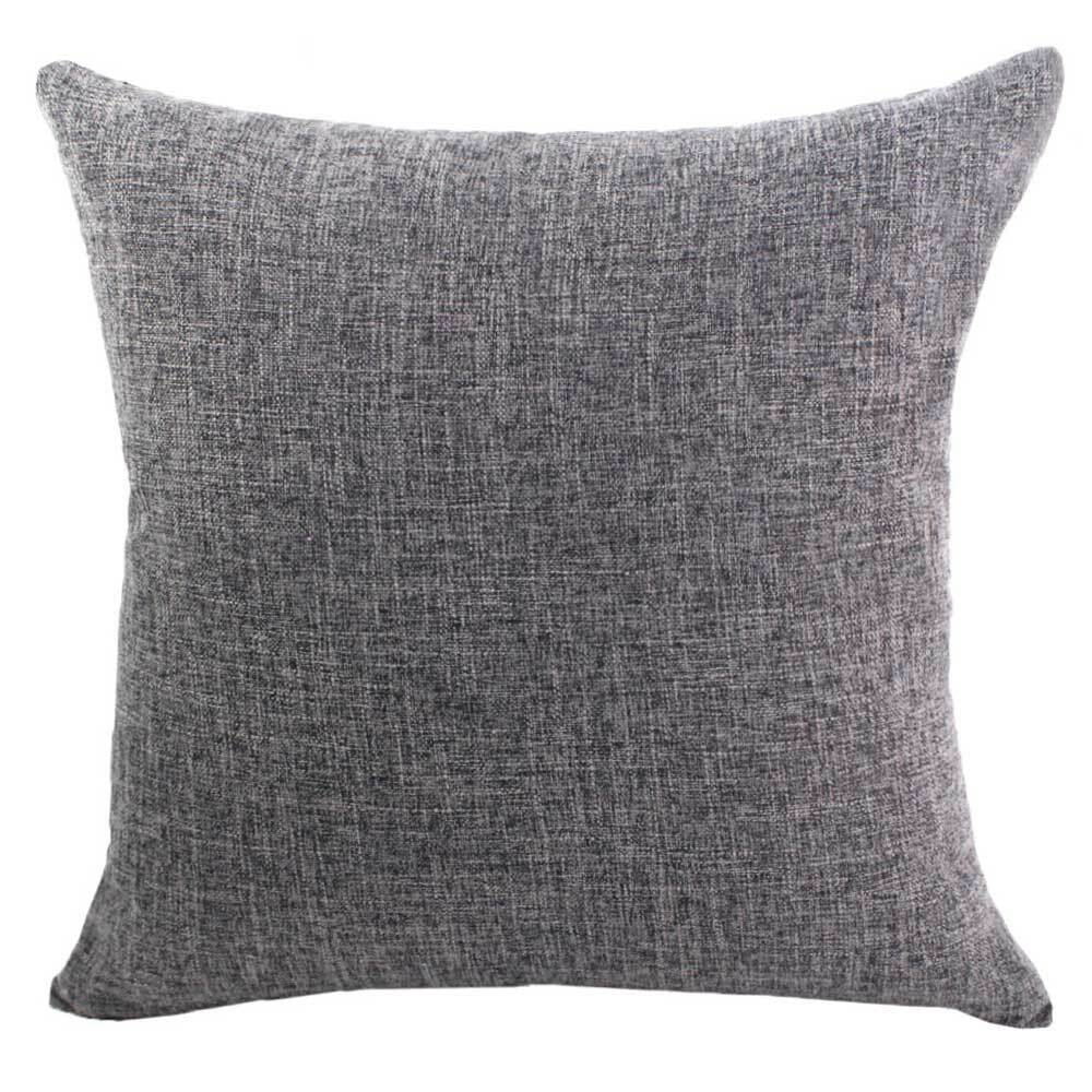 Simple Solid Color Linen Cotton Pillow Case Home Sofa Décor Large