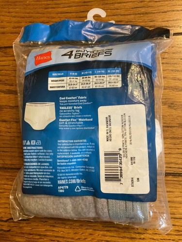 Hanes Boy's Tagless Briefs Size S/P (6-8) 4 Pack Cool Comfort 2016 - NEW - Picture 5 of 9