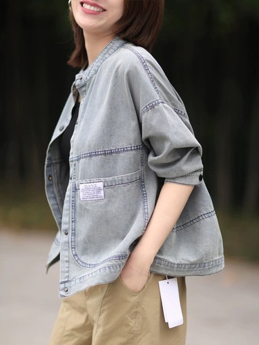 Womens Fashion Casual Coats Denim Jackets Loose Vintage Punk Big Size Outerwear - Picture 5 of 9