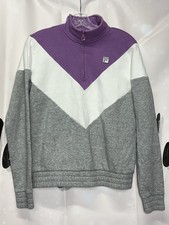 Vintage Look Fila sweatshirt half zip front purple chevron Athleisure Preppy S