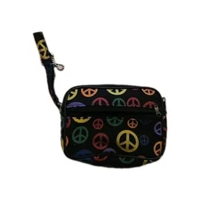 Y2K Peace Sign Change Coin Purse Keychain Wallet ID Holder 3.5"W × 2" L  Zipper