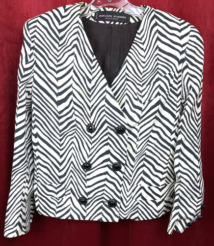 Jean Louis Scherrer Boutique Numbered Zebra Print Jacket Couture Power Shoulder