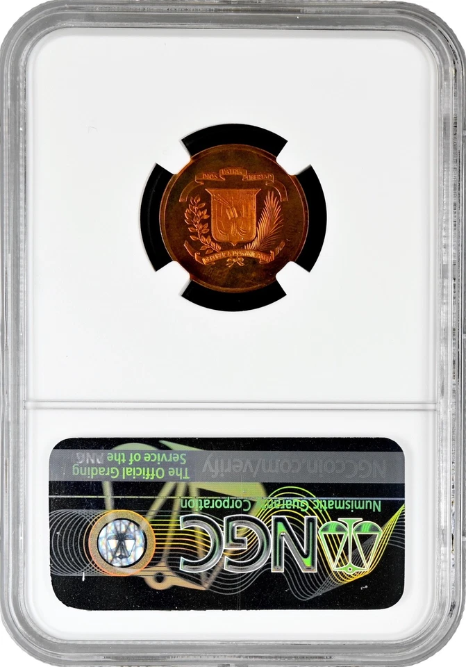 Dominican Republic 1 centavo 1978, NGC PF67 RB UC, "Republic (1937 - 2022)" - Image 2 of 2