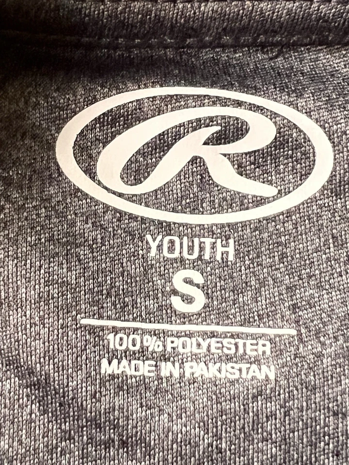 Rawlings Youth Small Performance Baseball 3/4-Sleeve T-Shirt Gray/Black - Image 3 of 4