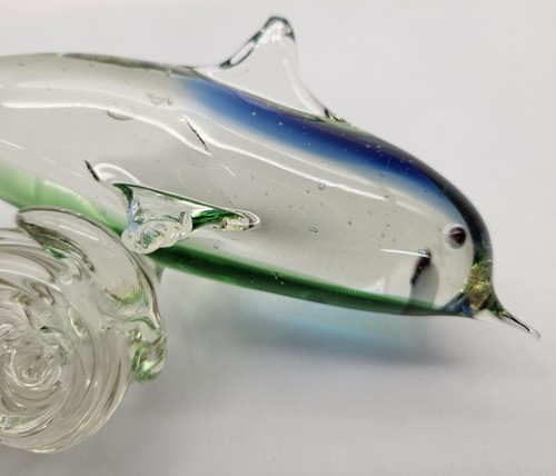 Art Glass Dolphin on Wave Murano Venetian Style 7.5" - Picture 7 of 10