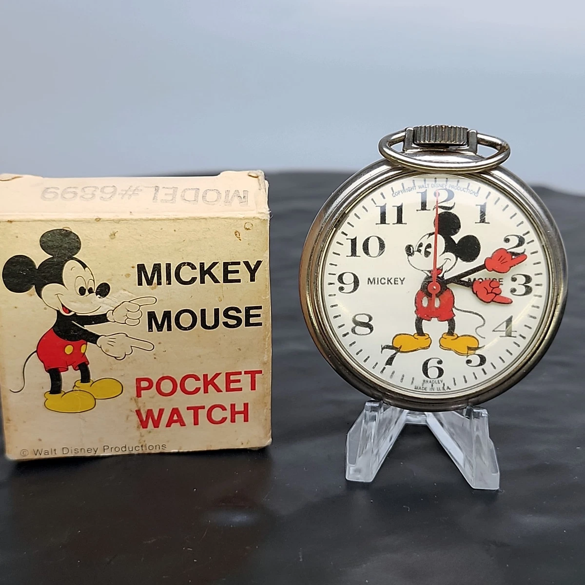 【動作OK】BRADLEYその③ 1960～70年ミッキー ゼンマイ目覚まし時計 BAYARD バヤール ミッキーマウス アラームクロック 1964年 フランス製