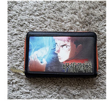 Loungefly Jujutsu Kaisen Yuji Itadori Black Orange Leather Wallet
