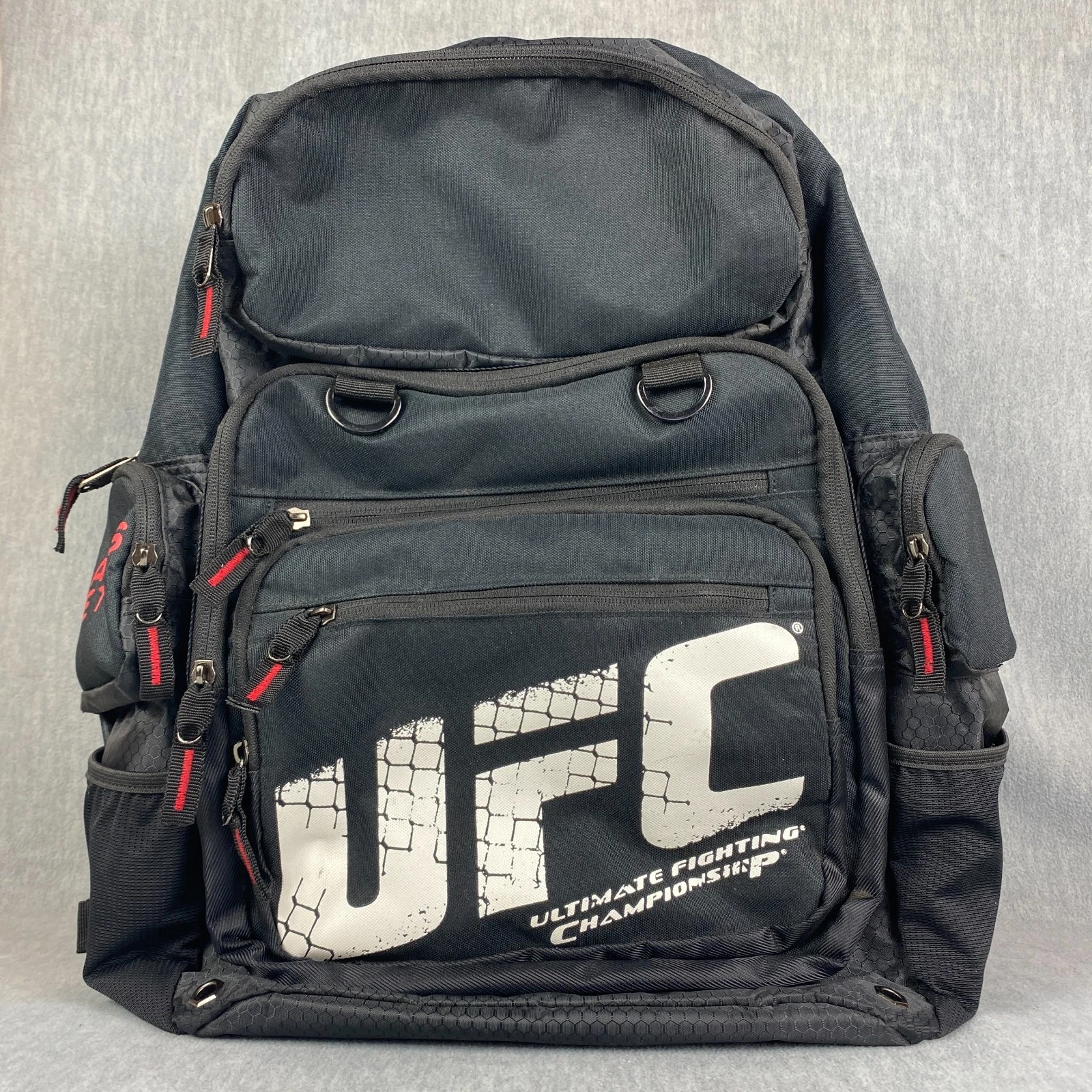 UFC Zuffa Combat Backpack Black Polyester Fitness Storage Multi Pocket New