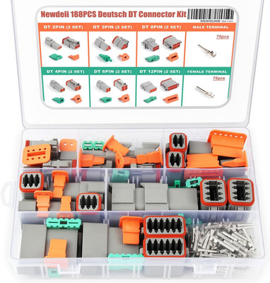 Deutsch Connector Kit 188Pcs 12 Sets 2 3 4 6 8 12 Pin Connectors with Size 16 St