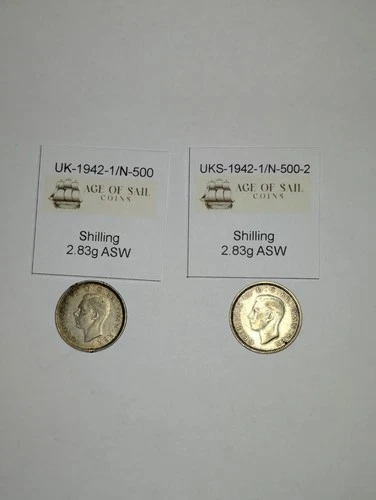 Photo of a 1942 George VI Shilling from an eBay listing that sold on Jul 21, 2026