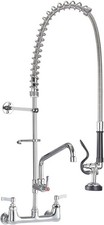 Commercial Kitchen Faucet 47" Wall Mount Pre-Rinse 8" Center 12" Spout
