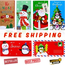 30 Pack Christmas Money Holders With Envelopes Holiday Gift Card Cash Check Set