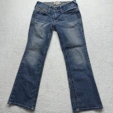 Ariat REAL Jeans Womens 29S Blue Bootcut Low Rise Embroidered Pockets Denim