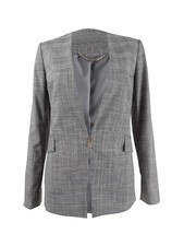 DKNY Women's Plaid Collarless Blazer
