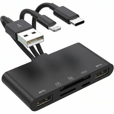 5 in 1 iPhone Lightning USB-C OTG Speicherkartenleser SD TF USB Datenadapter