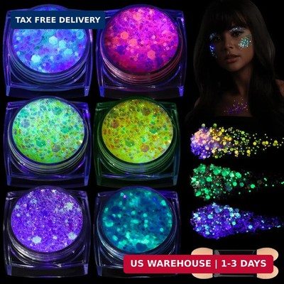 Teenitor 6 Colors Glow in The Dark Glitter Gel, Face Glitter Gel, Body Glitter H