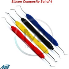 Set of 4 Dental Amalgam Composite Filling Restorative Instruments Silicon Handle