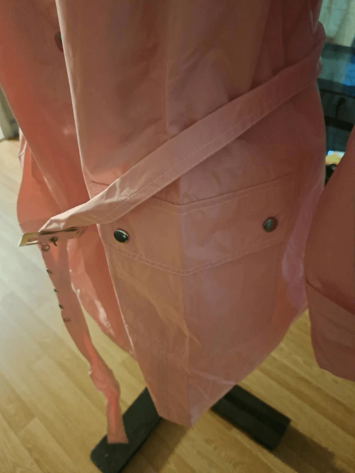 Chaqueta impermeable vintage Jaclyn Smith para mujer 3X rosa con cinturón frontal a presión Foto 4 de 4