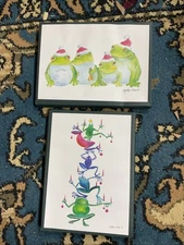 24 Merry Christmas Cards ( 2 Design, 12 Cards Each Two Boxes ) Frogs