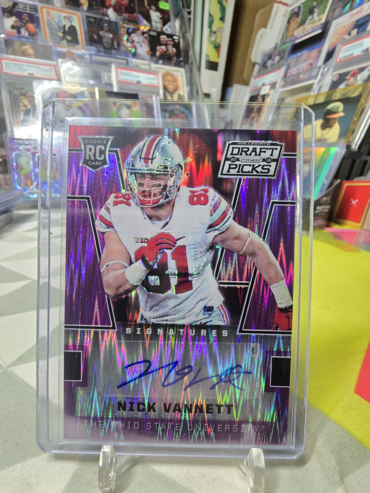 Nick Vannett Panini Prizm Collegiate Draft Picks #128 Autograph Purple Flash