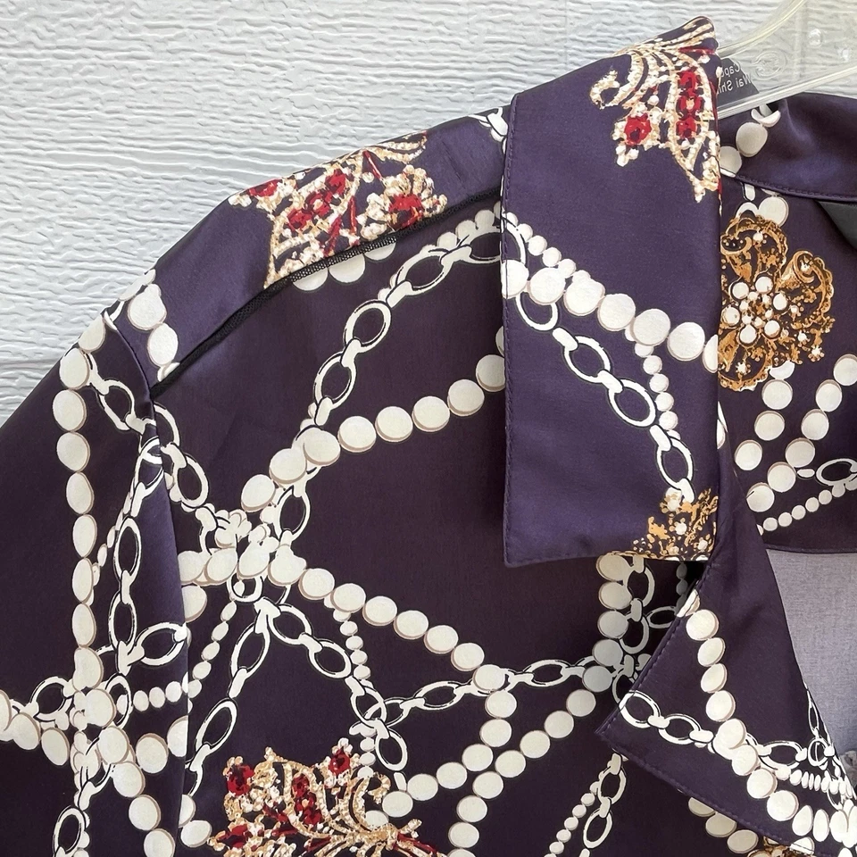 Soma Intimates жемчужная цепочка драгоценности пижамы верхний гостиной брюки сна комплект фиолетовый размер XL - Изображение 4 из 4