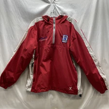 London Parade Patch Varsity All American 1/4 Zip Pullover Jacket Adult M Red