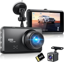 4K Dash Cam Front and Rear,64G SD Card,2160P 1080P FHD Dual Dash Camera for Cars