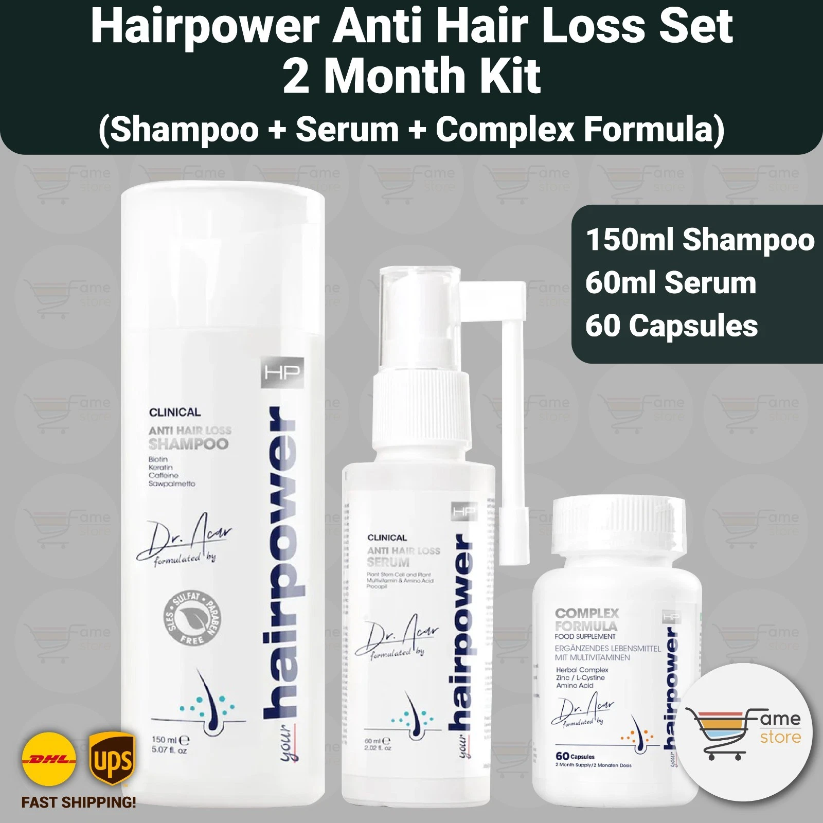 Hairpower Anti Hair Loss Set Shampoo Serum Complex Formula 2 Month Kit