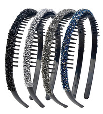 4Pcs Fashion Rhinestone Headband for Women with Teeth Non Slip Head Bands