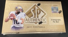 SP AUTHENTIC 2011 FOOTBALL SEALED HOBBY BOX 24 PACKS 3 AUTOS PER BOX!