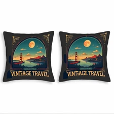 Set of 2 18x18in Throw Pillow Covers - Scenic Bridge Over Water with Mountains