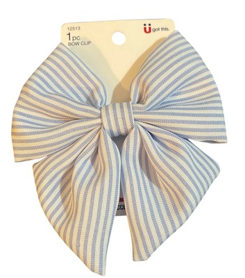 Scunci Hair Accessories 1 pc Bow Clip Blue Striped