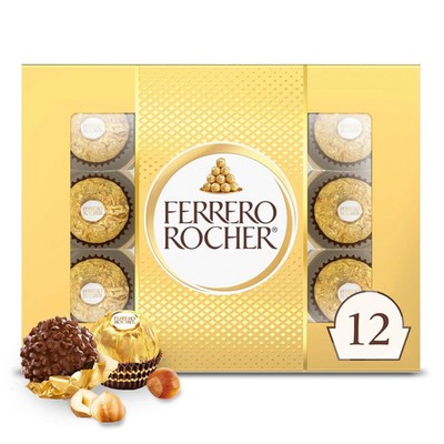 Ferrero Rocher Hazelnut Milk Chocolate Gift Box | Individually Wrapped | 12