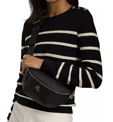 Lauren Ralph Lauren Leather Marcy Small Belt Crossbody Bag Black $225