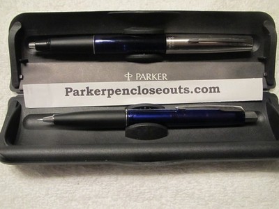 NEW PARKER FRONTIER TRANSLUCENT INDIGO ROLLERBALL PEN & PENCIL SET MADE IN UK/US