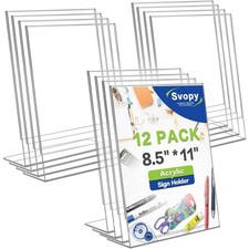 12X Clear Acrylic Sign Holder 8.5 x 11" L Shape Table Paper Menu Display Stand