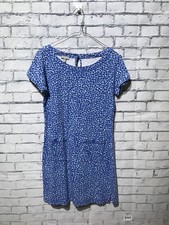 T by Talbots, Women XS, Blue Floral Stretch Pullover T-Shirt Dress Cotton Blend