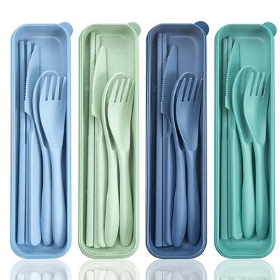 DISSKNIC Green Travel Utensils with Case, Reusable Standard, Green, Blue 
