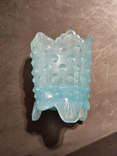 Fenton Art Glass Blue Hobnail Toothpick Holder Vintage