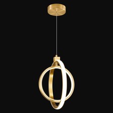 Modern LED Chandelier Gold Ring Pendant Light Fixtures 4000K Dimmable Height ...