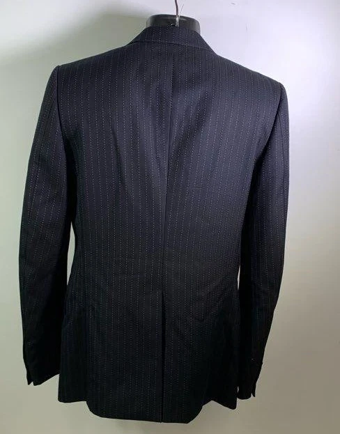 GUCCI Blue/Navy Pin Stripe Long Sleeve Button Wool Suit Jacket Men  Size 7 - 46R - Image 3 of 4