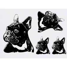 4 x 'French Bulldog Head' Temporary Tattoos / Transfers TO00007304 