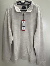 Dockers Men's Quarter Zip Regular Fit Textured Fabric Pullover, Beige, Size M