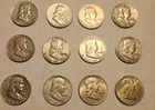90% Silver Great lot of 12 Ben Franklin half dollars