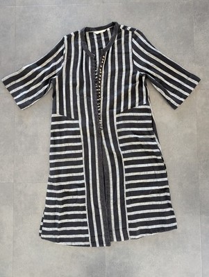 Soft Surroundings Streifen Maxi Tunic Robe Duster Kaftan Kimono, Petite Medium M
