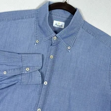 Giannetto Portofino Shirt Men XL Blue Chambray Long Sleeve Button Down Italy