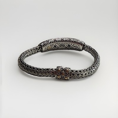 John Hardy Sterling Silver & 18K Gold Snake Mesh Bracelet DAMAGED