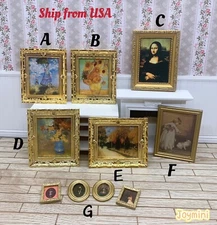1/12 Dollhouse Miniature Paint Vintage Photo Mural Picture Frame Wall Decoration