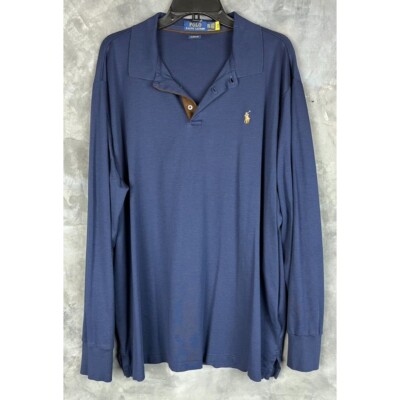 POLO Ralph Lauren Mens Navy Long Sleeve Classic Fit Polo sz XXL